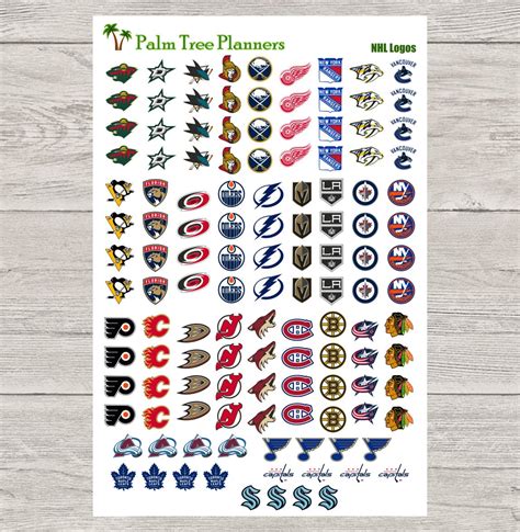 Nhl Hockey Logos For All 32 Teams In Regular Season Planner Etsy