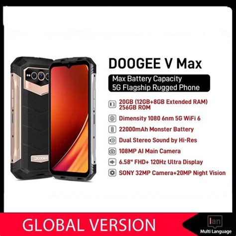 Jual Doogee V Max Smartphone G Gb Gb Mah Nfc Hi Res Black