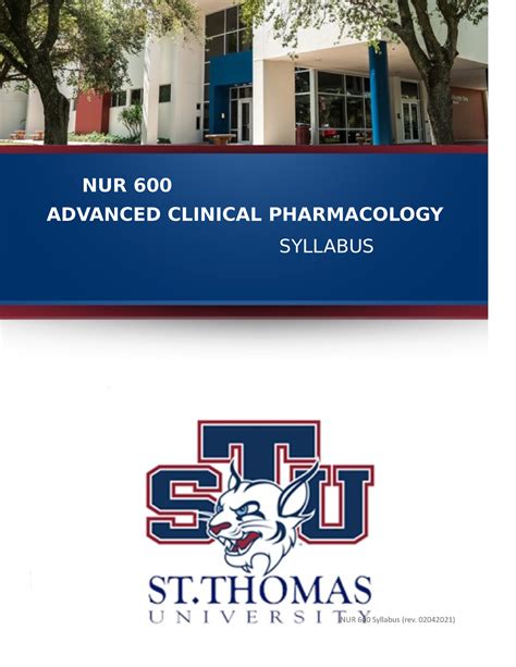 NUR 600 Summer Syllabus NUR 600 ADVANCED CLINICAL PHARMACOLOGY