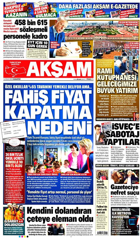 Ak Am Gazetesi Ocak Cumartesi G N Man Eti