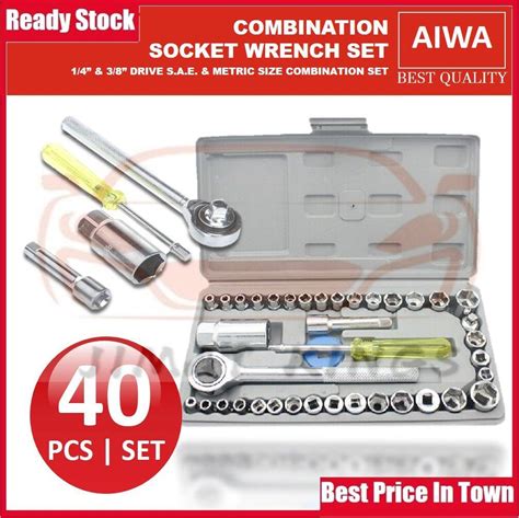 JIMAT KINGS Aiwa 40pcs Combination Socket Ratchet Wrench Motor Repair