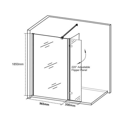 8mm Marbella 1000mm Wet Room Walk In Shower Screen Flipper Panel