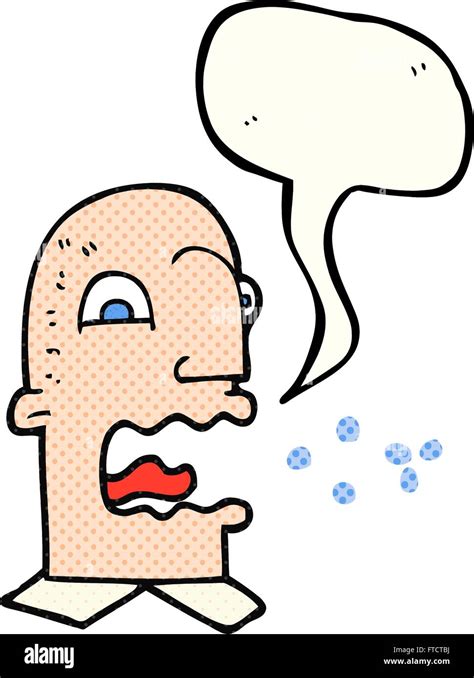 Freehand Drawn Comic Book Speech Bubble Cartoon Burping Man Stock