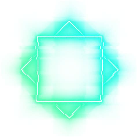 Light Blue Green Neon Border Glitch Square Frame Neon Neon Border