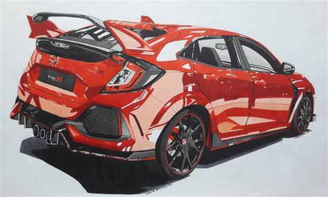 How To Draw Honda Civic Type R Car Drawing Modifiyeli Honda Civic