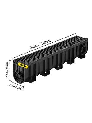 Sistema De Drenaje De Zanjas VEVOR Drenaje De Canal Con Rejilla De