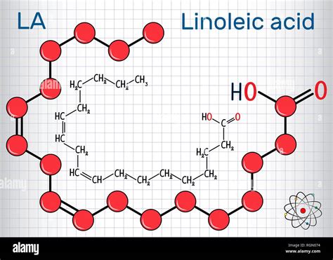 Linoleic acid (LA). Structural chemical formula and molecule model ...