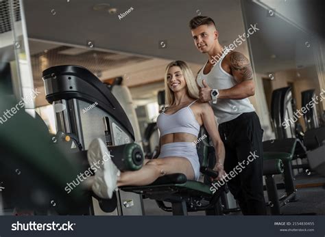 Happy Pretty Sexy Blonde Fitness Woman Stock Photo