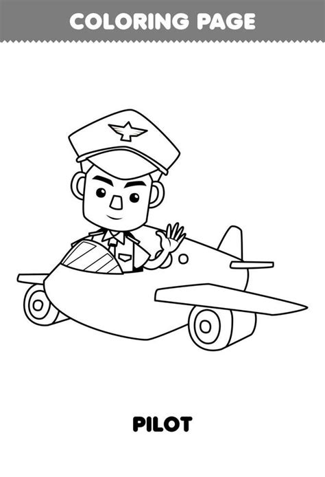 A Coloring Page With A Pilot In An Airplane