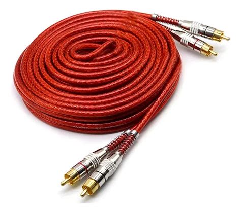 Cabo Rca 1 Metro Blindado 1m Vermelho Plug Metal 5mm