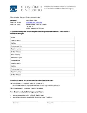 Ausfüllbar Online Bitte senden Sie uns Angebotsanfrage Fax Email