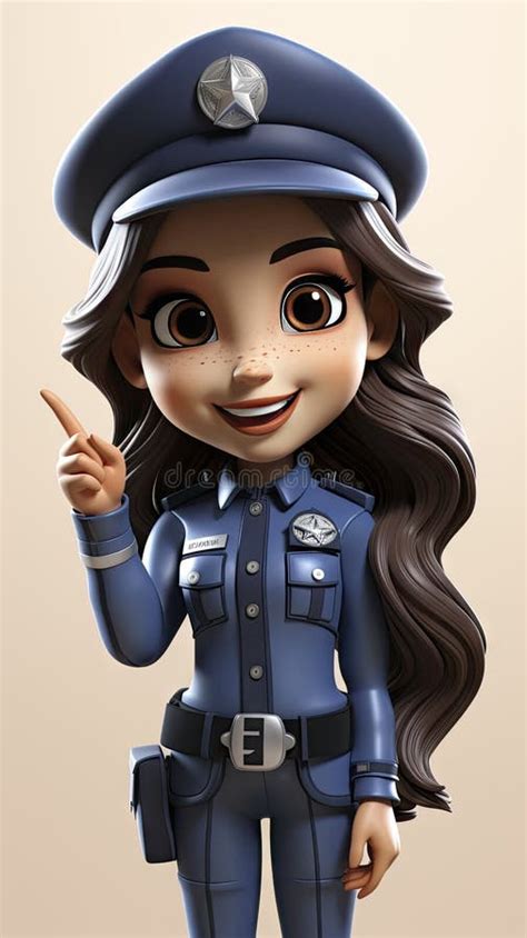 Cheerful Animated Police Officer with Pointing Gesture in Stylish ...