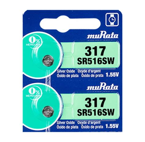 Murata 317 Battery 1 55V Silver Oxide Watch Button Cell 2 Batteries