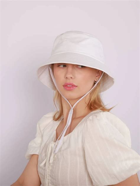 Solid Bucket Hat Shein Usa White Casual Spring And Fall Bucket Hat Women Accessories Plain