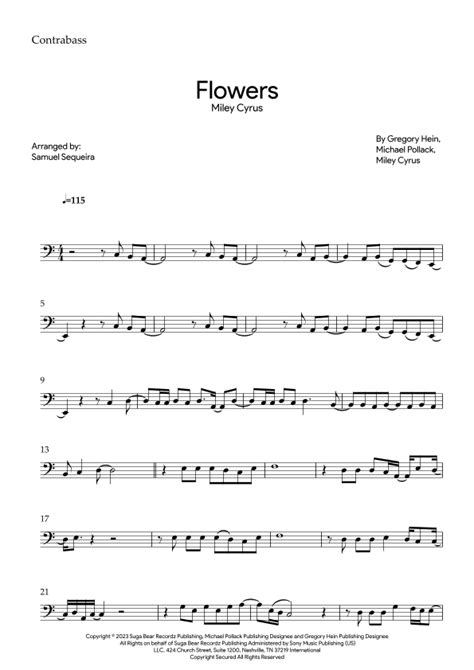 Flowers Arr Samuel Sequeira By Miley Cyrus Sheet Music For String Bass Solo At Sheet Music Direct