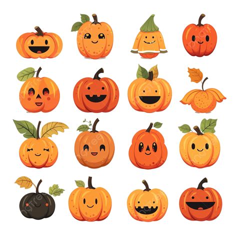 Conjunto Vectorial De Lindas Calabazas De Halloween Personajes Mágicos