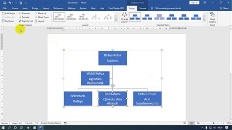 Cara Membuat Struktur Organisasi Di Word Smartart Youtube