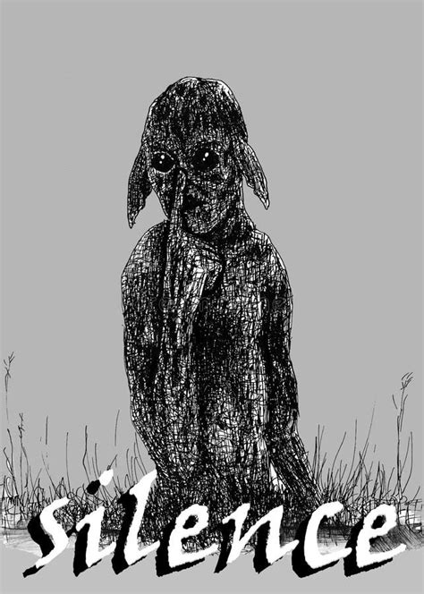 Illustration Of Humanoid Creature In The High Grass With Word `silence