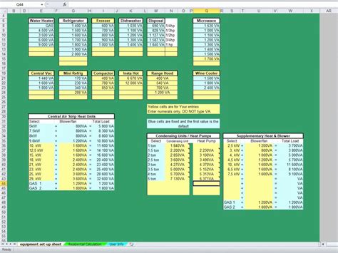 Residential Electrical Load Calculation Spreadsheet pertaining to ...