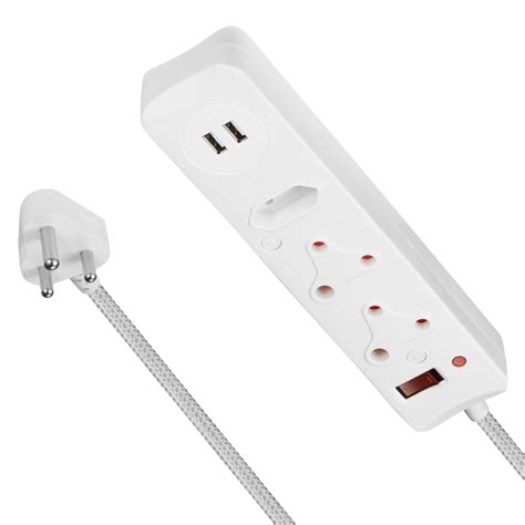 Switched 3 Way Surge Protected Multiplug With Dual Usb Ports 05m