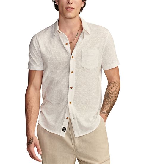 Lucky Brand Short Sleeve Linen Blend Shirt Dillards