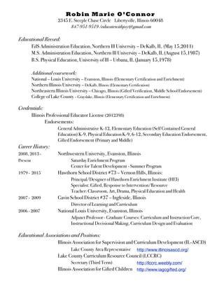 Robin OConnor 2016 Resume PDF