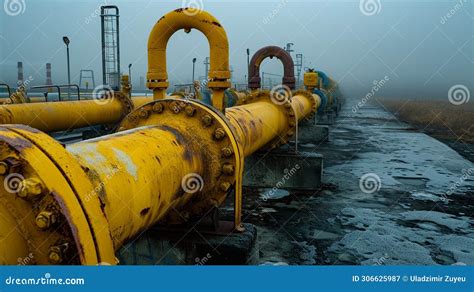 Russian Oil Gas Pipeline. Gas Industry Stock Image - Image of power ...