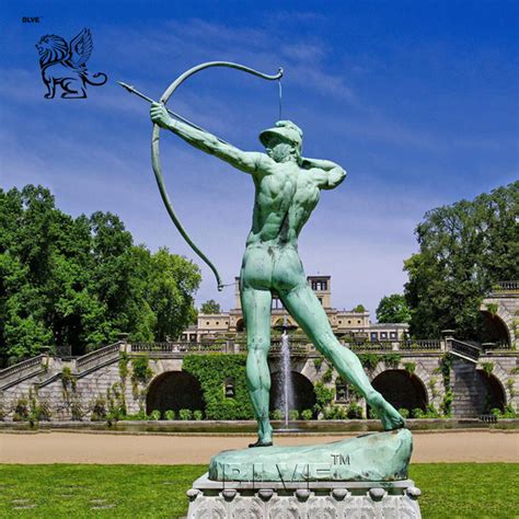 Blve Outdoor Famous Ancient Greek Life Size Naked Male Bronze Archery