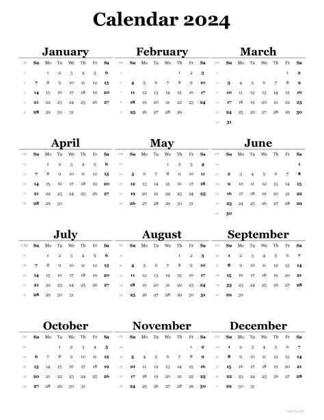 Printable Calendar 2024 Png Black And White Kacie Maribel