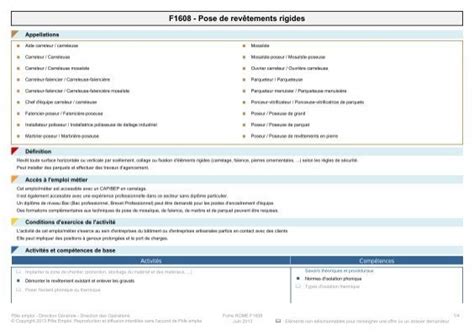 Fiche Rome F1608 ANPE FR un service Pôle emploi