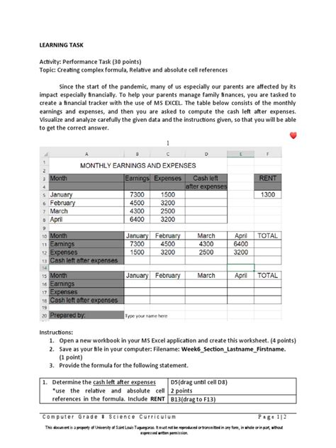 Learning Task Computer Grade 8 Science Curriculum Page 1 2 Pdf Computing