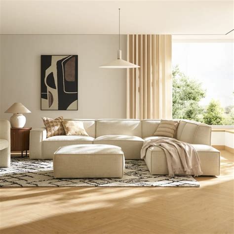 Jonathan Extended Side Chaise Sectional Sofa With Ottoman Castlery