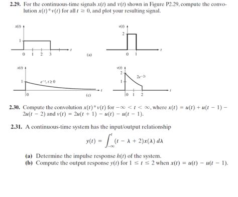 Solved For The Continuous Time Signals X T And V T Chegg