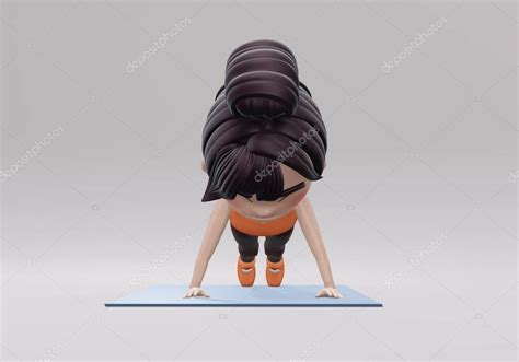 3d Render Las Mujeres Hacen Ejercicio Con Una Pose Archer Push Ups El