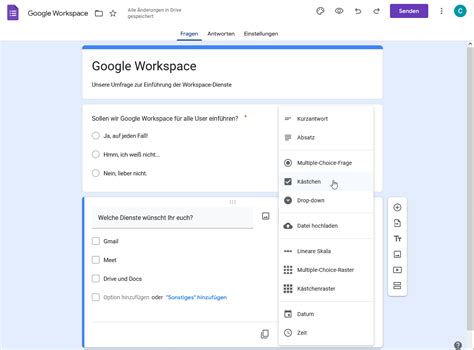 Google Forms zeitgemässe Art der Interaktion