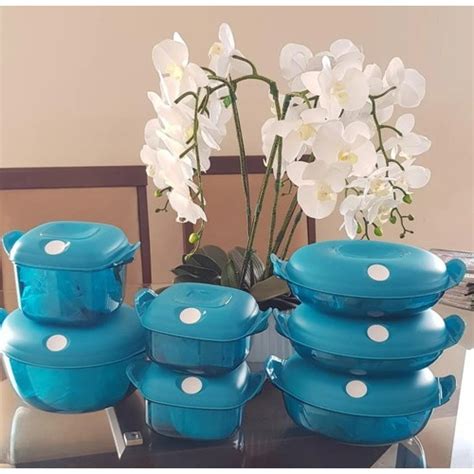 Tupperware Cristal Pop Azul 7 peças em Policarbonato Brinde Shopee