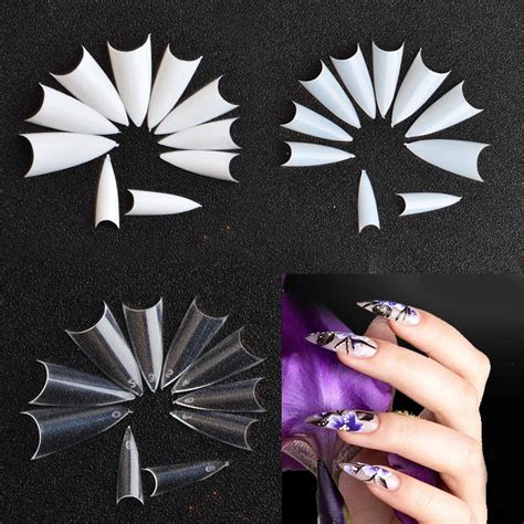 500pcs Sharp End Nail Art Full Cover Oval Stiletto False Fake Nails