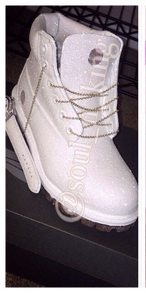 White Diamonds Custom Made Timberland Boots Glitter Timbs Boots