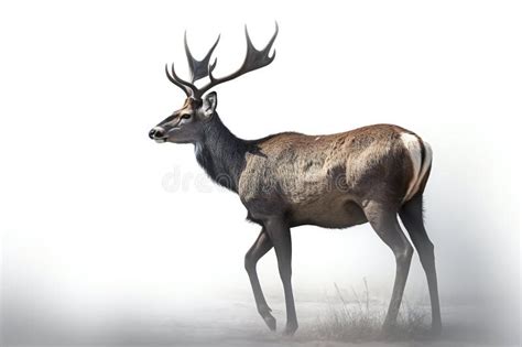 Mule Deer Cervus Elaphus Stag With Antlers Stock Illustration
