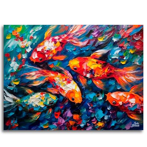 Cuadro Peces Koi De Colores Sofia Brown Cuadros Decorativos