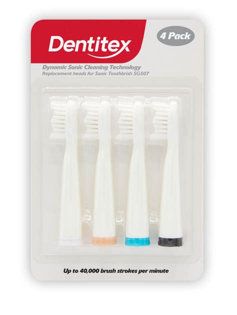 Dentitex Sonic Brush Replacement Heads 4pk X 3 Wisdom Brands Pty Ltd