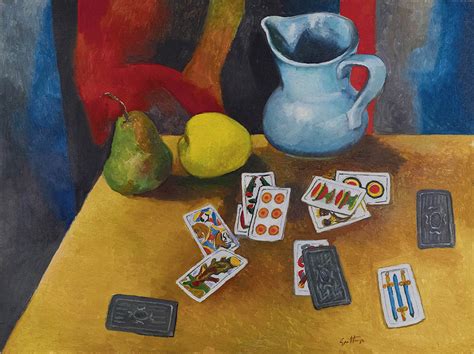 Renato Guttuso Natura Morta Con Carte Da Gioco Olio Su Tela X