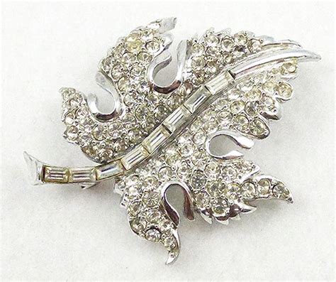 Pell Rhinestone Leaf Brooch Garden Party Collection Vintage Jewelry