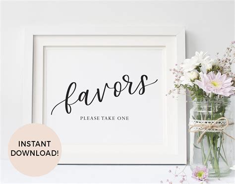 Wedding Favors Please Take One Wedding Sign Printable Etsy Wedding