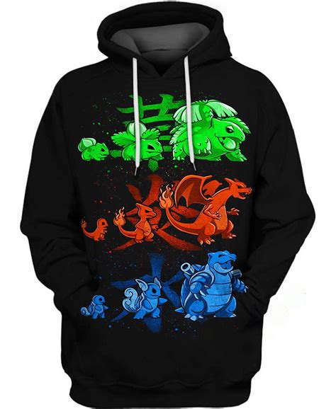 Starter Evolutions Of Pokemon Hoodie 3d Animetrium