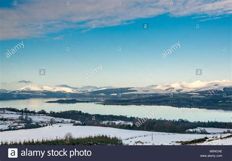 Winter Scene Of Clyde River To Gare Loch From Hill Above Langbank With