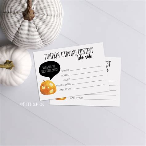 Pumpkin Carving Voting Card Halloween Contest Ballot Instant Etsy