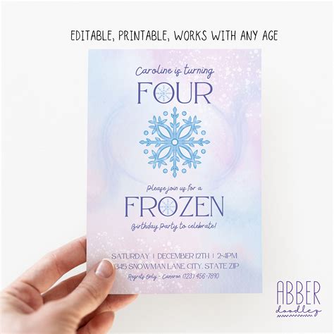 Custom Frozen Snowflake Birthday Invitation Snow Princess Birthday