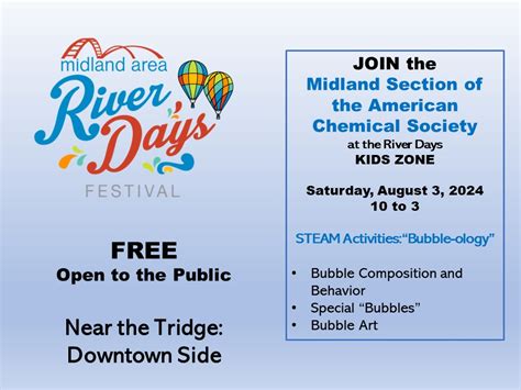 Midland River Days Festival 2024 Steam Activities Bubble Ology