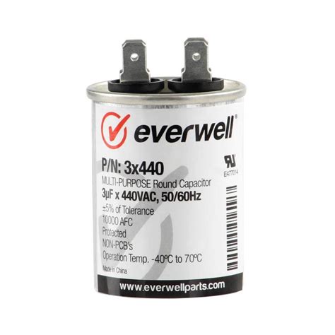 30 5X440 30 5µf x 440V Dual Round Run Capacitor Everwell Parts Inc